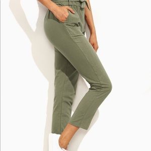 Green pants with tie